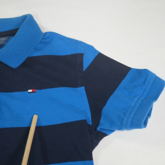 Tommy Hilfiger Big Boys 6 Blue Two Tone Stripe Short Sleeve Collar Polo Shirt - Picture 9 of 11